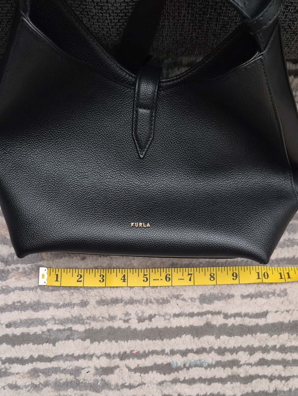 Furla Black Leather Shoulder Bag with Gold Accent - Picture 10 of 11